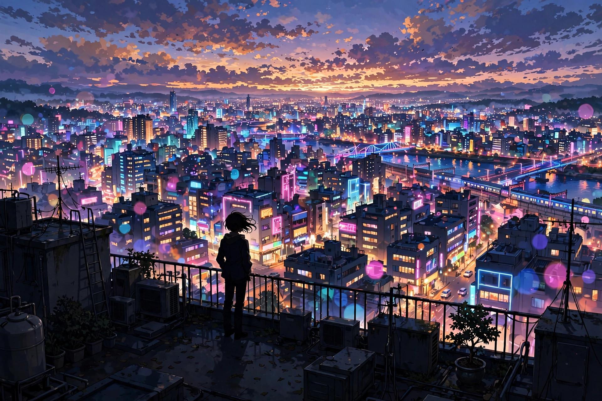 Colorful anime-style illustration with Japanese cultural elements