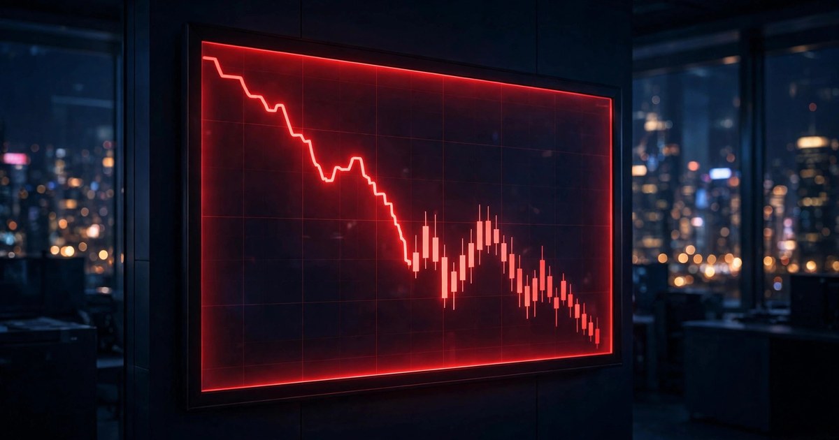 Asian stock market selloff: red downward trend on a trading screen, October 2026