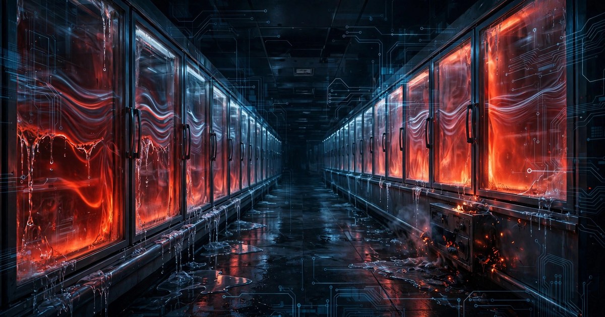 Supermarket freezer aisle glowing red-hot after a cyberattack