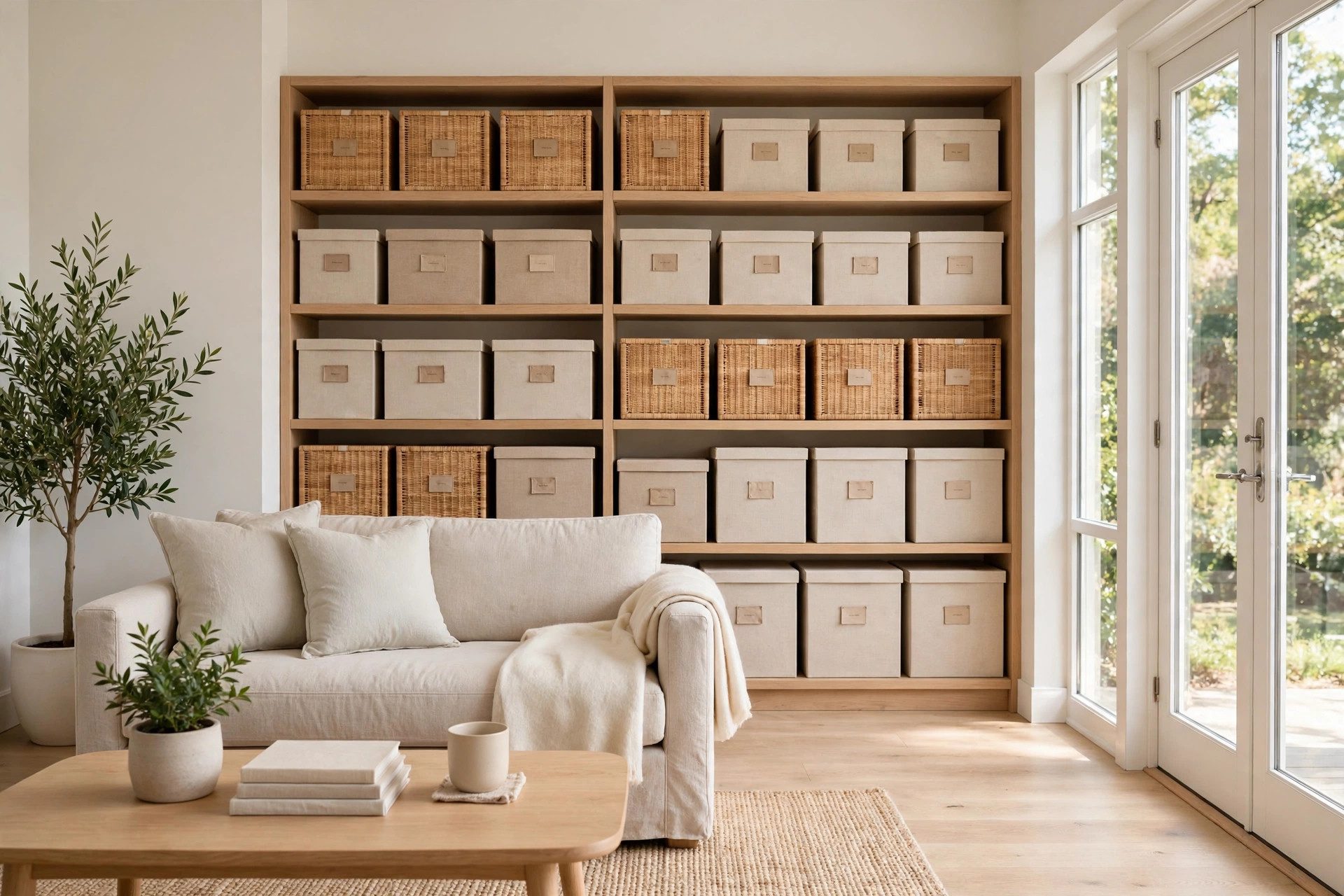 Tidy organized room with labeled storage boxes after decluttering